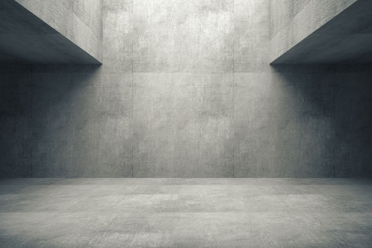 concrete rendered walls inside a building